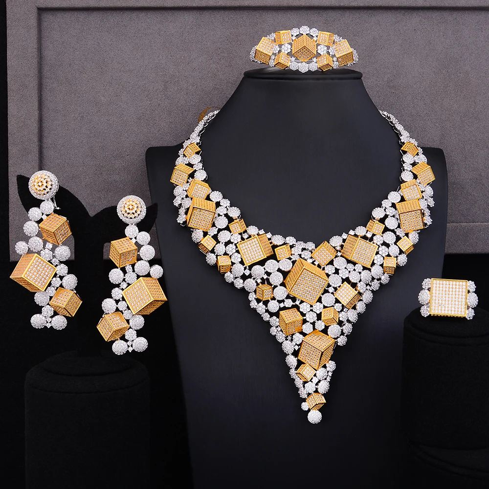 

LARRAURI роскошный кубический цирконий виноград Африканский индийский Дубай Свадебные ожерелье серьги наборы для женщин нигерийские Свадебны...