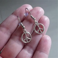 peace charm earrings dangle earrings handmade earrings hypoallergenic earring hooks peace symbol earrings