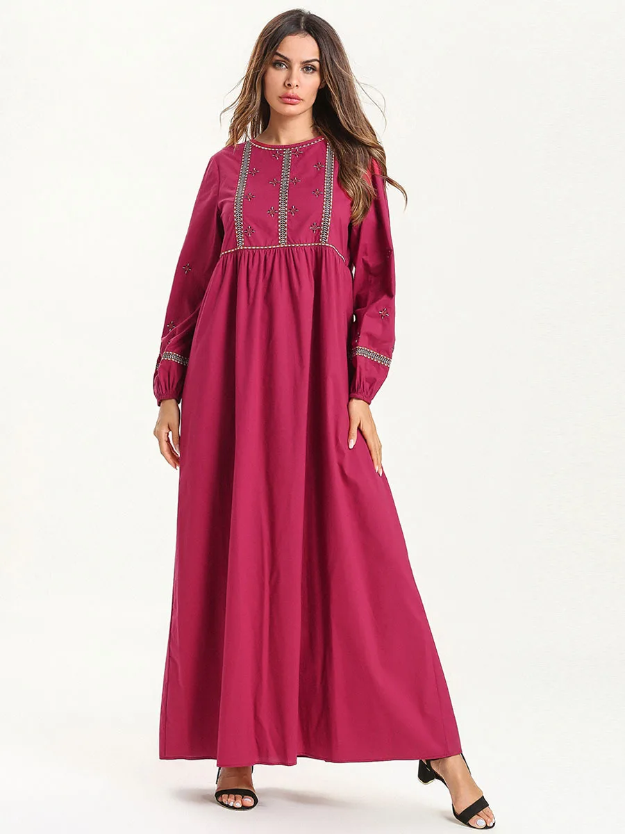 Abaya turkish autumn moroccan kaftan gown fashion simple embroidered dress muslim robes loose abaya femme long skirt | Тематическая