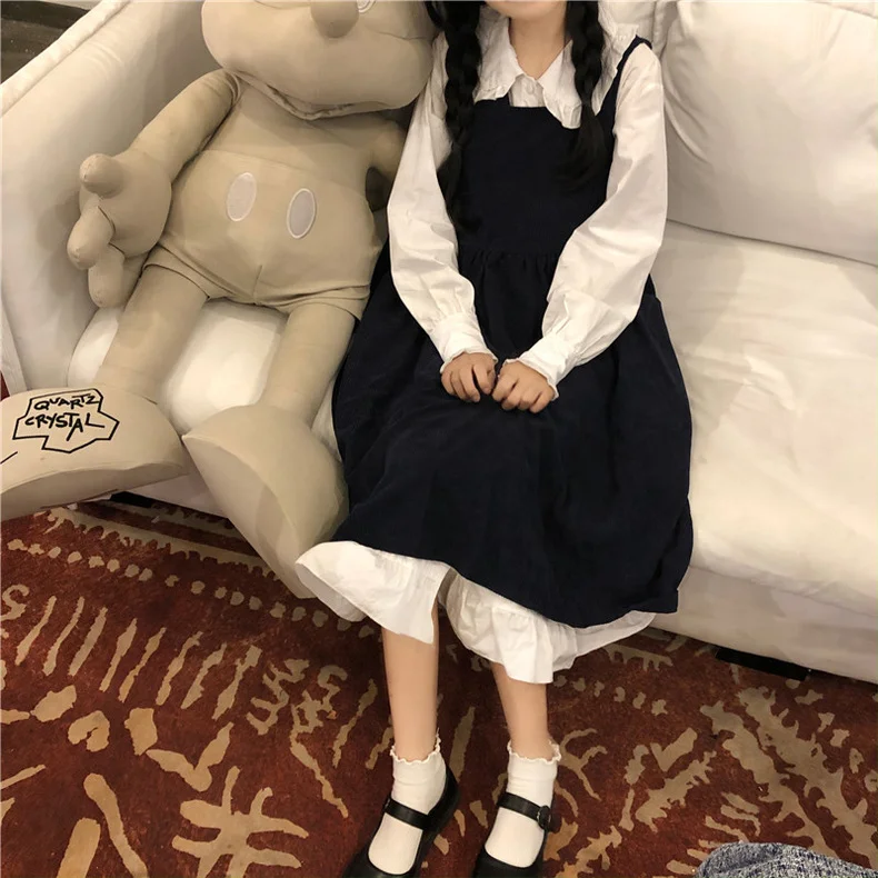 

Dresses Dress Autumn and Winter Korean fashion Figure Flattering Suspender Skirt Shirt Dress Two-Piece Dress Kawaii