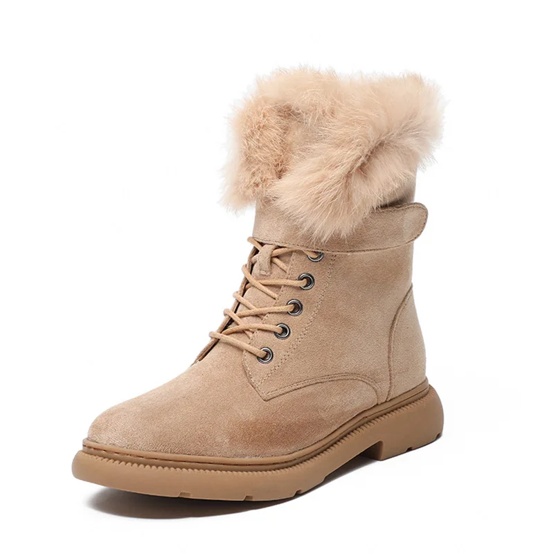 

Plus Size 35-43 Autumn Winter Warm Women Snow boots Lace up Platform With Fur Warm Female Martin shoes