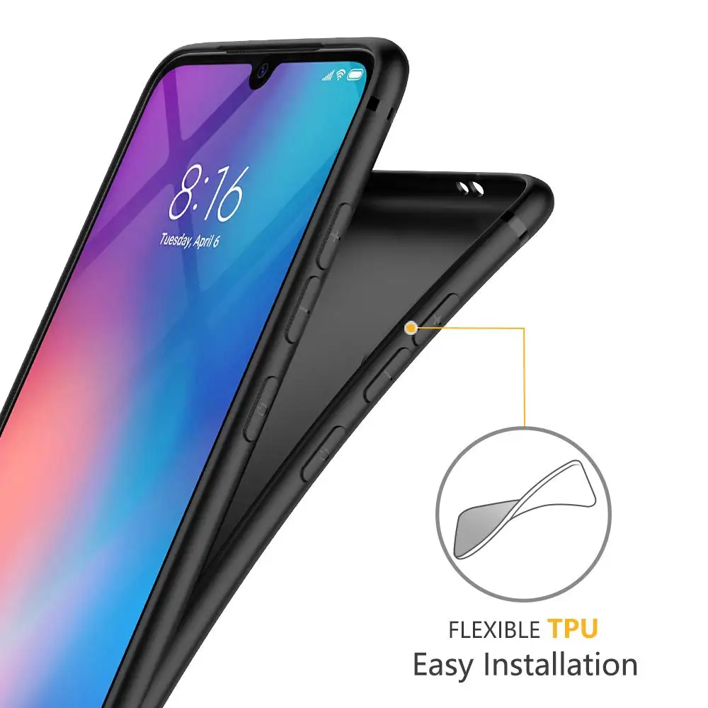 Для Xiaomi Mi 9 Lite 9T Pro SE RedMi Note 8 8A 7A 7 K20 Чехол черный ТПУ чехол для телефона Матовая