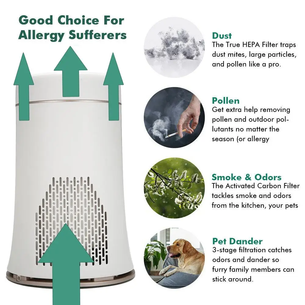 

AUGIENB Air purifier for home Regular sleep car air purifier filter ture hepa carbon three-layer filter air cleaner US plug