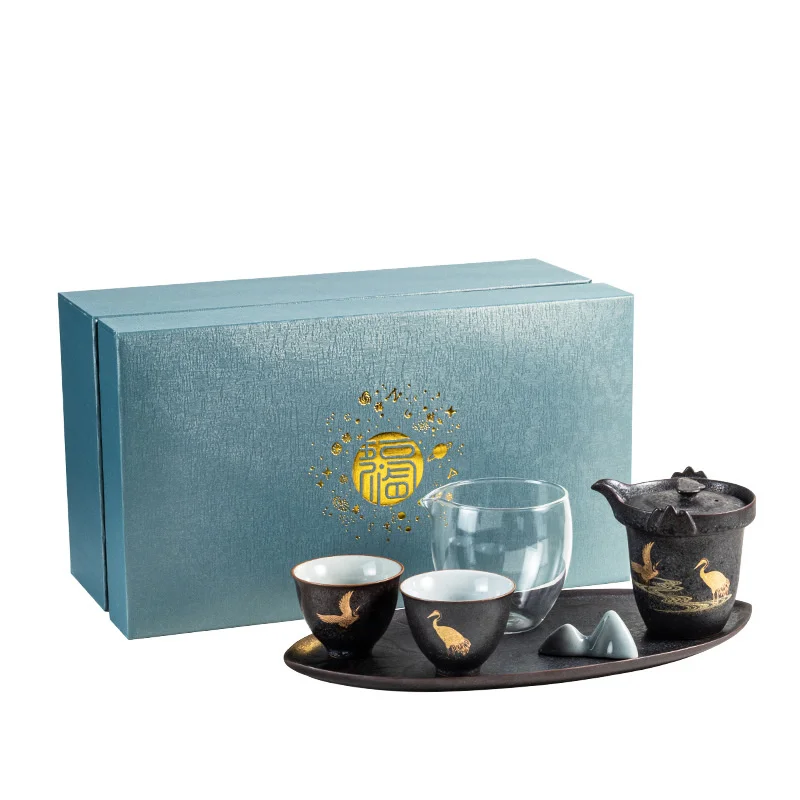 

Suit Glass Gaiwan Tea-Set Porcelain Two-Cups Kung-Fu Japanese-Style Small Home One-Pot