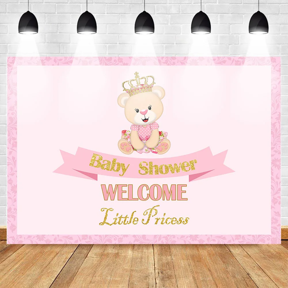 Сладкий BearThemed Baby Shower фон для фотографии новорожденных детская одежда девочек на