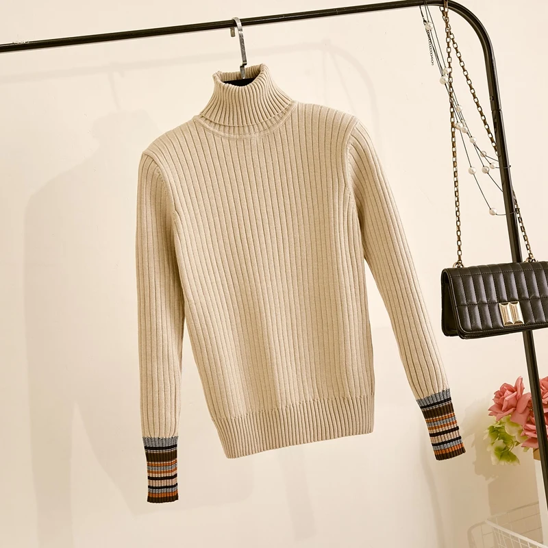 GIGOGOU M-XL Autumn Winter Warm Women Pullover Sweater Basic Turtleneck Knitted Jumper Fashion Rib Female Knitwear Top | Женская одежда