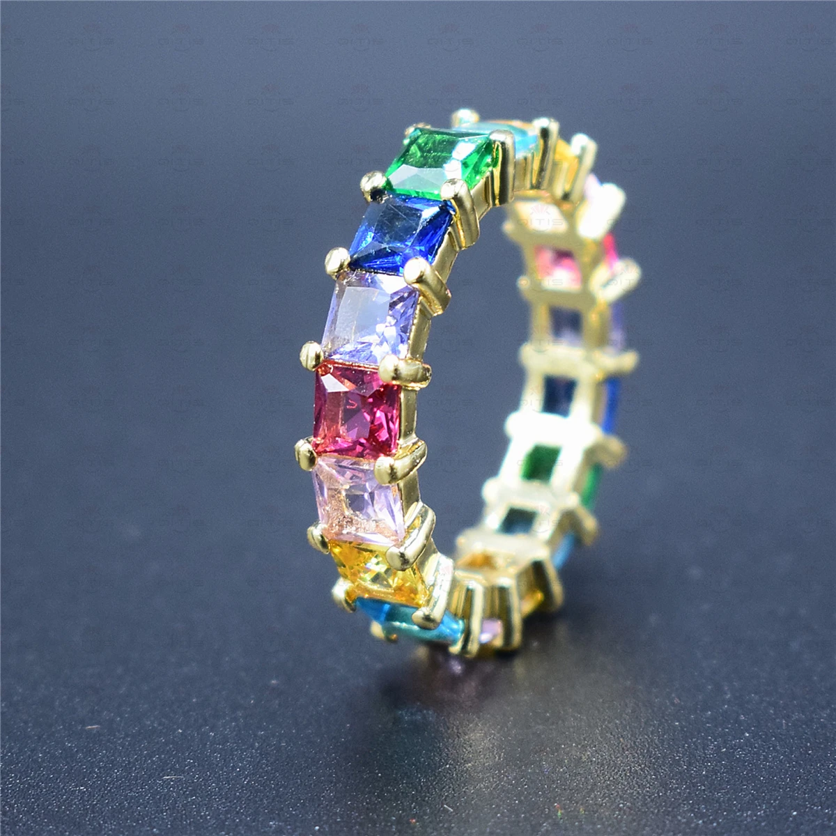 AAA квадратная огранка Радуга Кубический Цирконий Кристалл Кольца для женщин