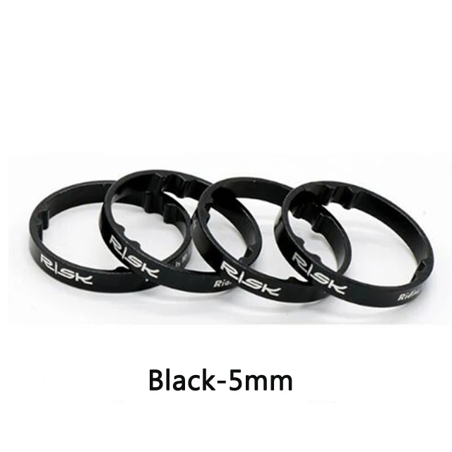 5mm-Black 4 шт., риск 5 мм/10 мм, алюминиевая велосипедная гарнитура, передняя вилка, шайбы MTB, горная дорога, велосипед, мертвые мухи, полый, легкий, шток, прокладки - Цвет: 5mm-Black