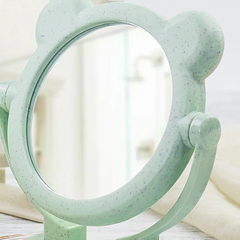 Простое круглое зеркало для макияжа мультяшный большой медведь двухстороннее вращающееся косметическое