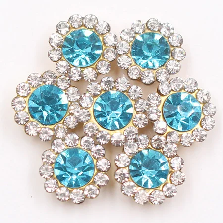 Aquamarine Кристалл AB Подсолнух Стекло Стразы с коготь пришить Кристалл СТРАЗА под камень алмаз металлическая основа Пряжка для одежды 20шт - Цвет: Aquamarine
