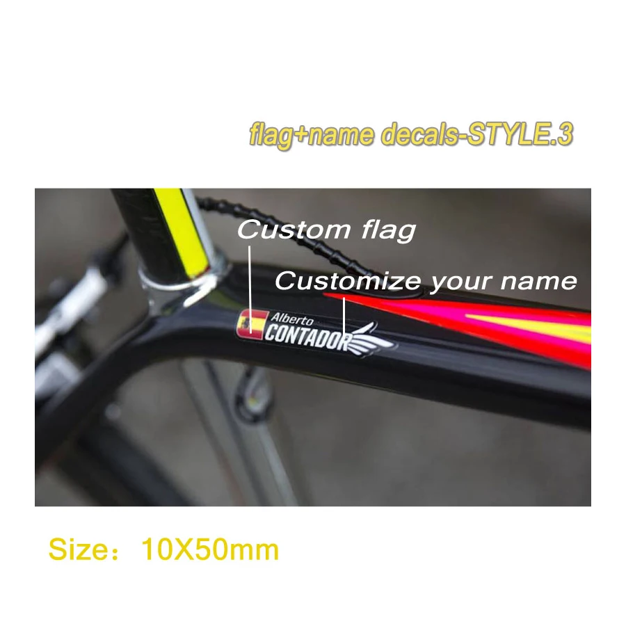 Bicycle flag name stickers custom mountain bike road bike frame name stickers custom rider id style 3