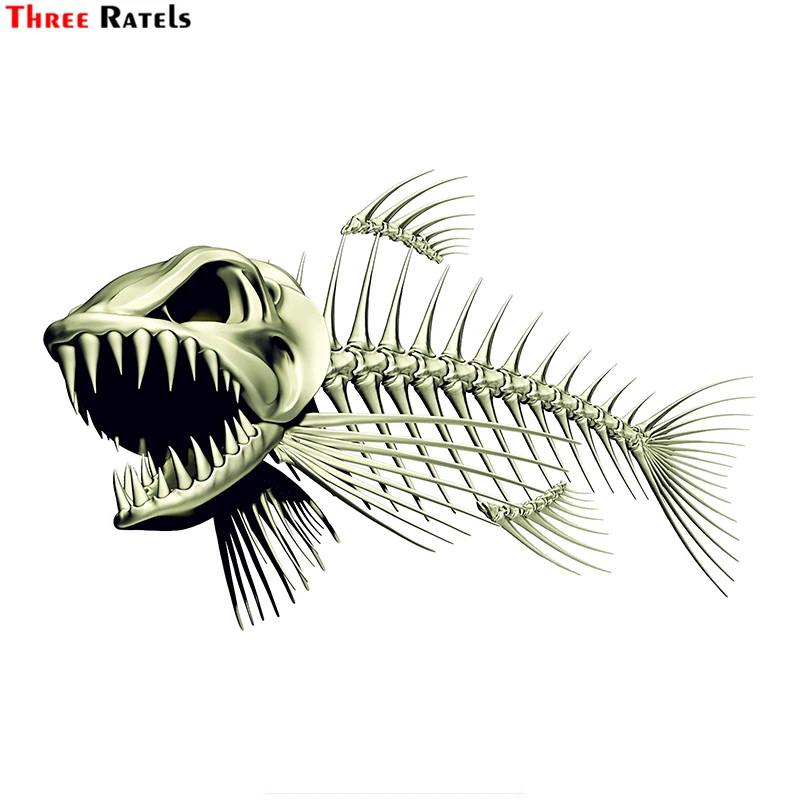 

Three Ratels FTC-883# 18cmx11.7cm Scary Skeleton Fish Fishing Car Sticker Decals 3D Styling Motorcycle Decal Accessories