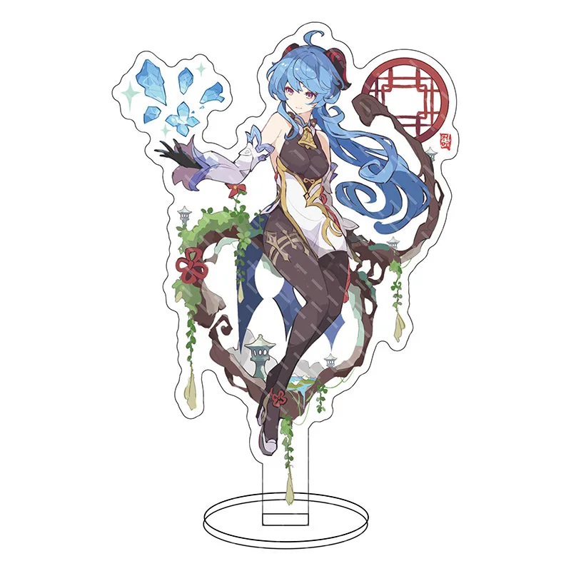 

Anime Genshin Impact Key Chain Stand Card Student Desktop Decoration Diluc Figure Keqing Qiqi Role Play Menwomen Gift Stand Sign