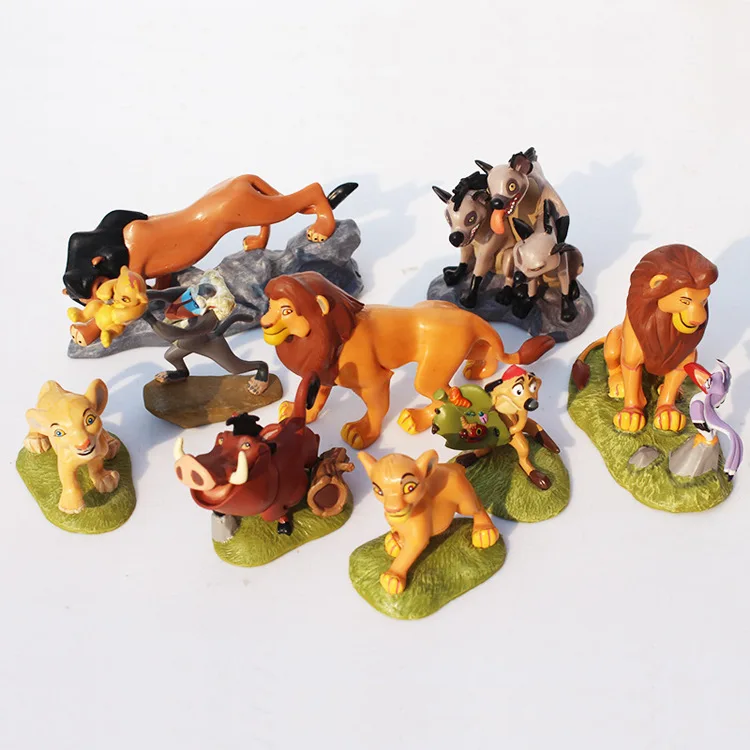 9 шт./комплект Фигурки Disney The Lion King: Simba, Mufasa, Nala, Hyenas, Timon, Pumbaa, Sarabi, Sarafina, Scar. ПВХ фигурки-куклы игрушки.