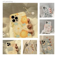 hand painted luxury flower bud phone case for iphone 5 5s se 6 6s12 11 pro xs max x 7 xr 8 plus 12 mini silicone phone cover