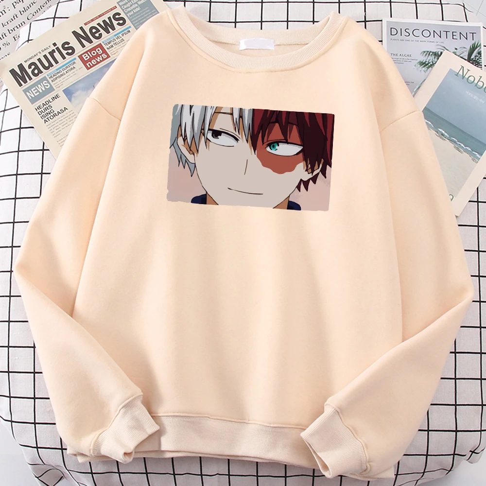 

Men Sweatshirt Anime My Hero Academia Todoroki Shoto Printed Hoodie Male Big Size O-Neck Japanese Harajukua Streetwear Pullover