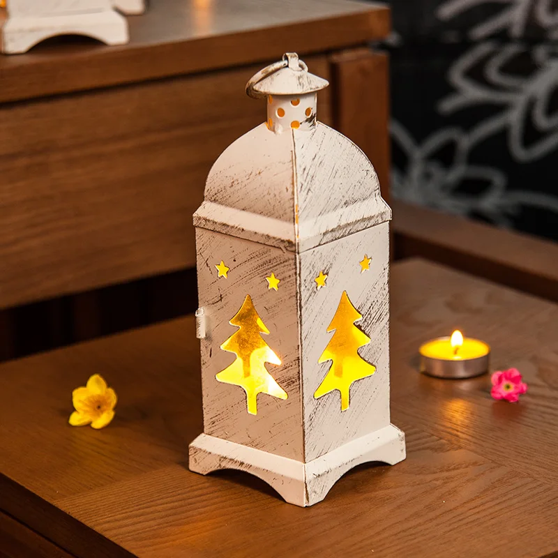 Ветрозащитный металлический подсвечник белый роскошный дом романтический ужин