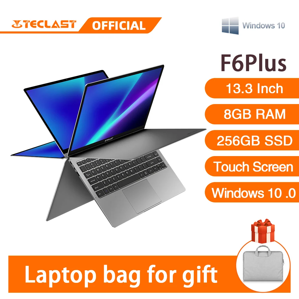 Teclast Ноутбук 13 3 дюймов Тетрадь F6 Plus Touch Экран 360 градусов вращение 1920 × 1080 8