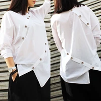 2021 zanzea womens blouse stylish asymmetrical shirts casual autumn button blusas female solid long sleeve tunic tops