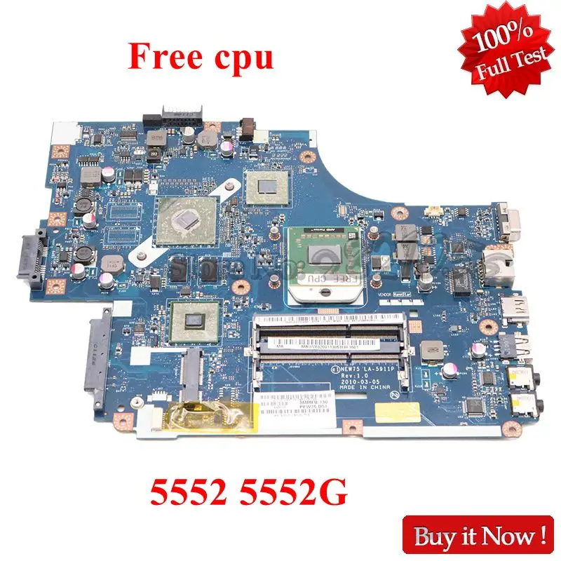 NOKOTION MBWVE02001 MB. WVE02.001 NEW75 LA-5911P для acer aspire 5552 5552g материнская плата для ноутбука DDR3 512MB GPU Бесплатный процессор