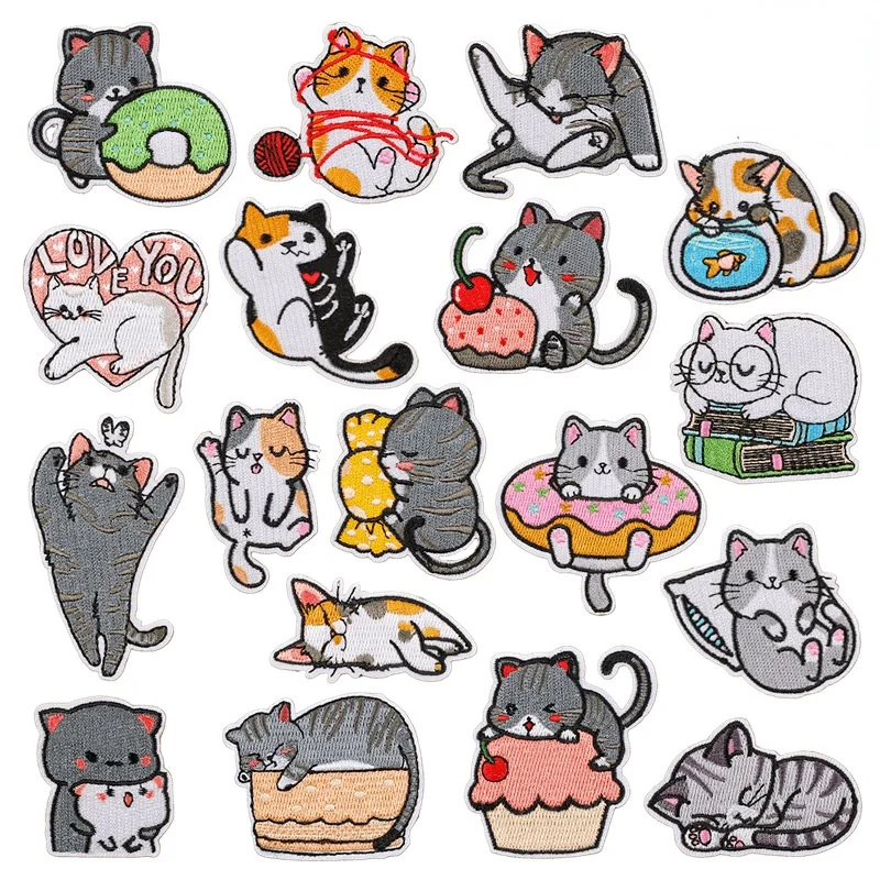 

Cartoon Cute Cat Embroidered Patch Paste Children's Clothing Animal Patch Chapter Accessories
