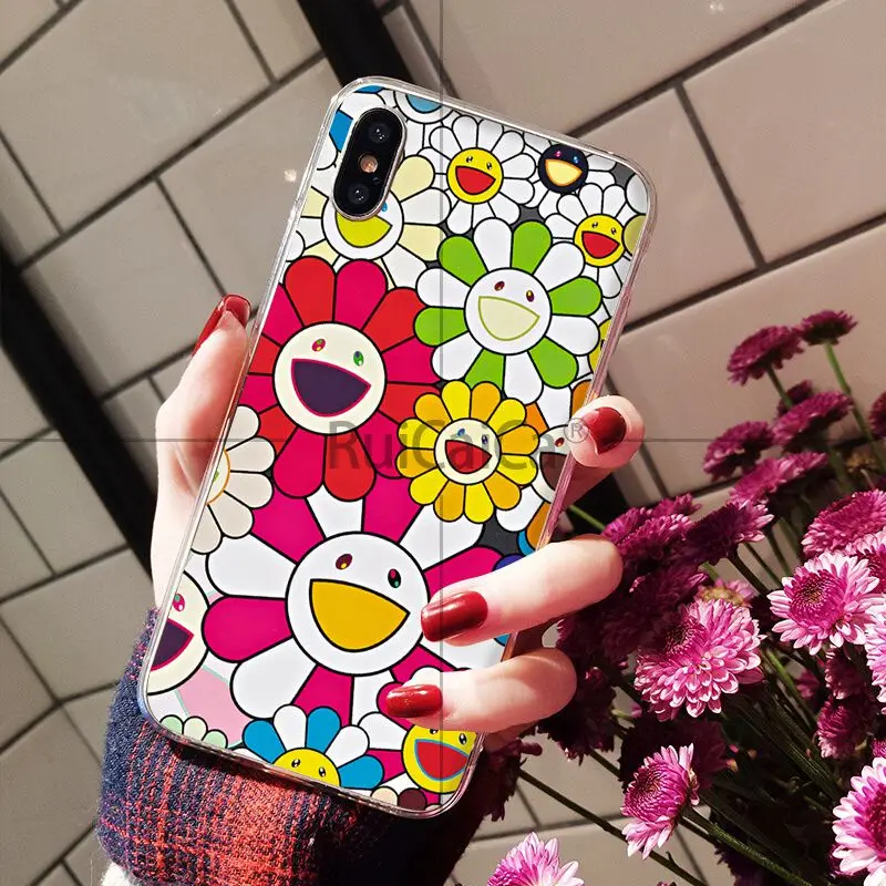 Ruicaica Takashi Murakami Sun flower eye Pattern TPU Soft Phone Cell Case for iPhone 5 5Sx 6 7 7plus 8 8Plus X XS MAX XR | Мобильные