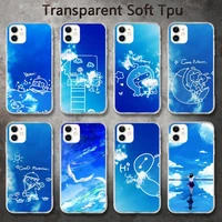 art blue sky and white clouds phone cases for iphone 8 7 6 6s plus x 5s se 2020 xr 11 pro xs max 12 12mini