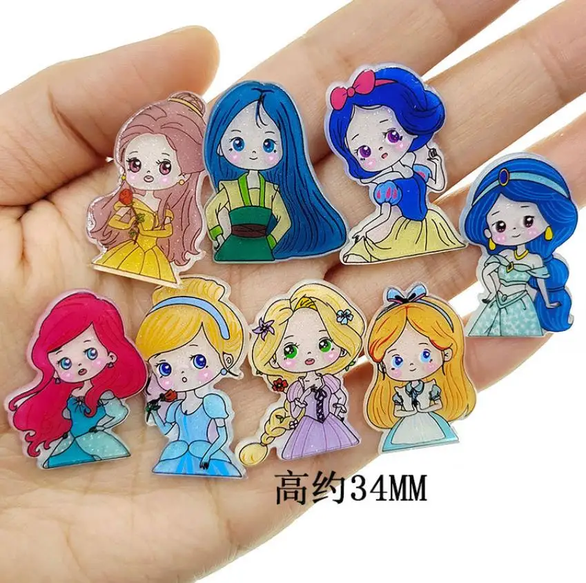 

Kawaii Shiny Cartoon princess Acrylic DIY Scrapbooking For Hair Bow Embellishments Accessories