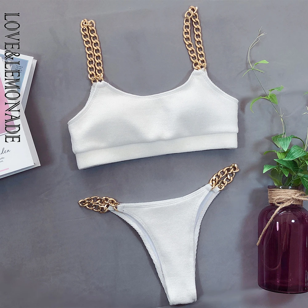 LOVE & LEMONADE Сексуальное Женское бикини с металлической цепочкой и высокой талией