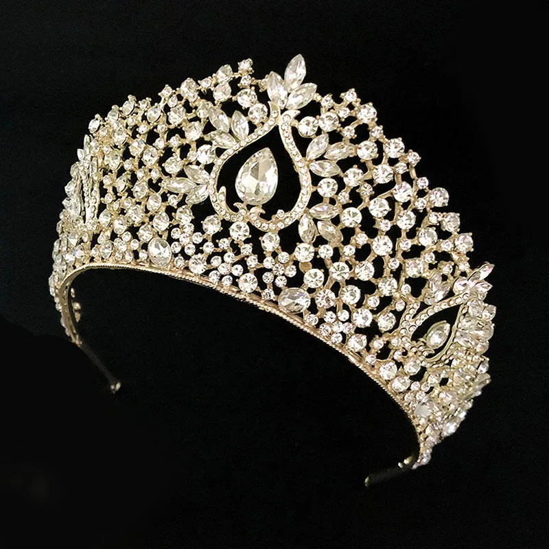 

Роскошные повязка на голову с циркониевым кристаллом, Золотая Корона/серебряное кольцо Корона свадебная тиара невесты Свадебная повязка з...