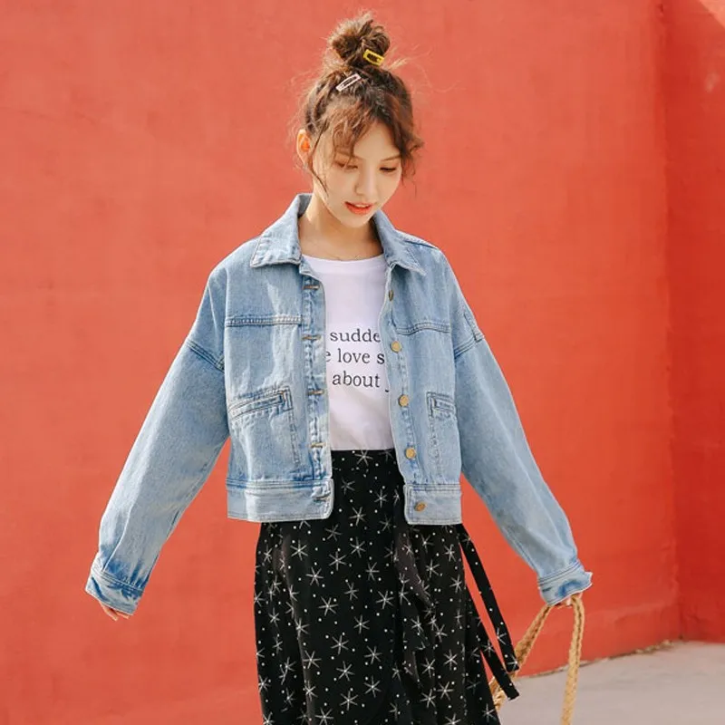 

ZQLZ Vintage Denim Jacket Women 2021 New Casual Short Autumn Jeans Coat Female Loose Street Washing Spring Jean Jacket Mujer