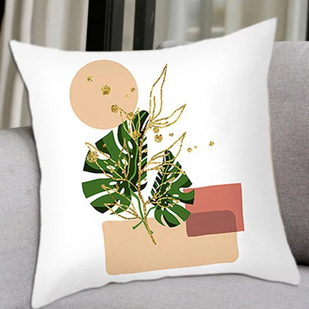 

45*45cm Summer Green Plants Hugging Pillow Case Watercolor Sofa Cushion Cover Household Items Sofa Cushion Cover