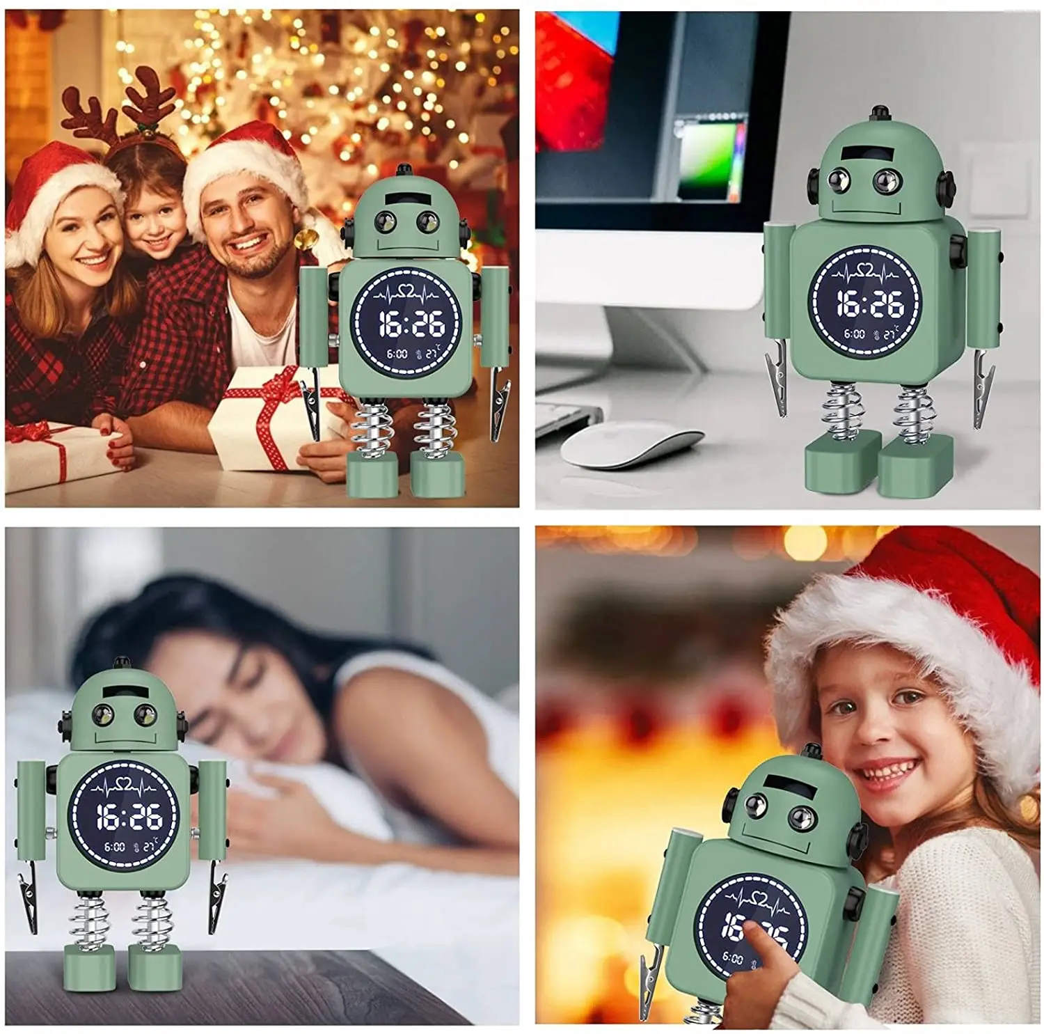 Робот-будильник цифровой со светодиодной подсветкой и функцией поддержания