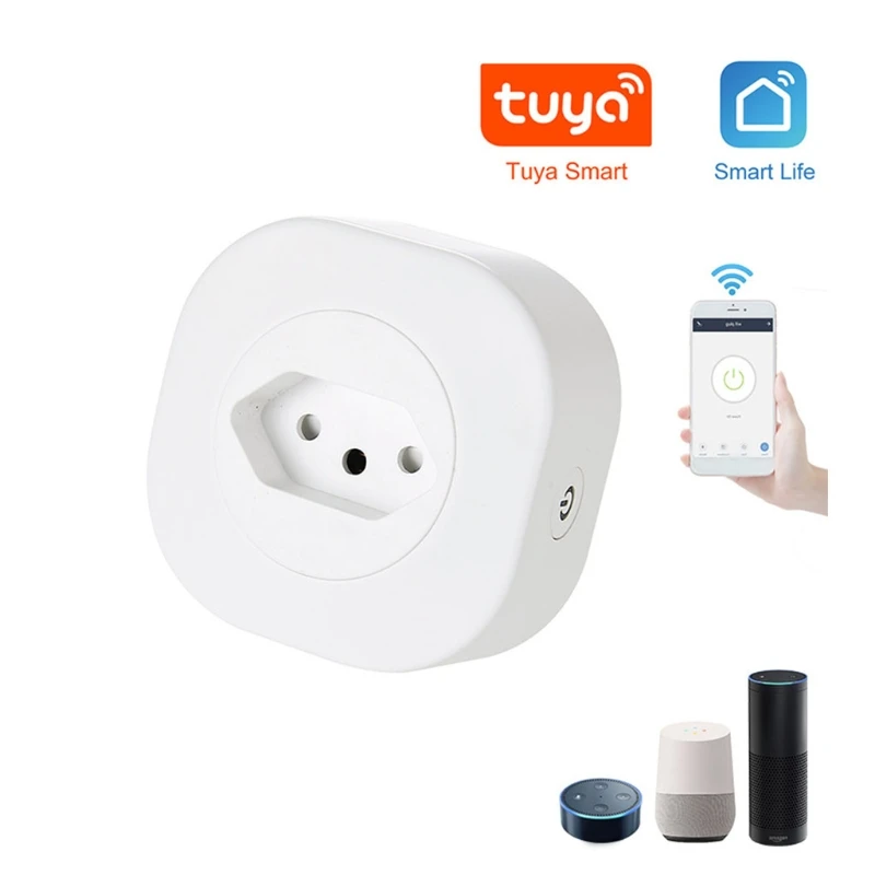 

Бразильский умный штепсель, адаптер с Wi-Fi, разъем с таймером/задержкой/режимом цикла, совместим с Alexa Echo Voice Control 16A