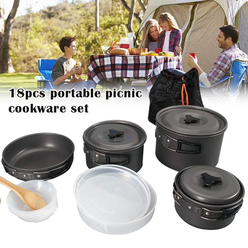 

Camping Cookware Kits Lightweight Backpacking Cooking Set Picnic Pots and Pans Durable for Camping Backpacking Outdoor Tool