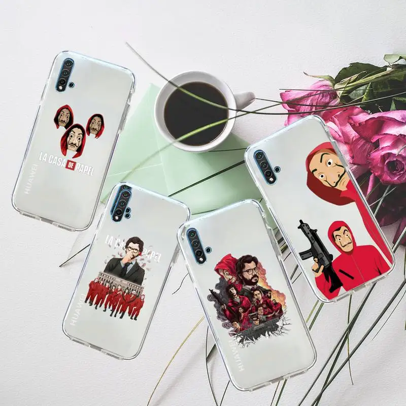 

La Casa de papel Money Heist House Paper Phone Case Transparent for Huawei honor P mate 40 20 30 10 50 i 9 x mate pro lite 8a