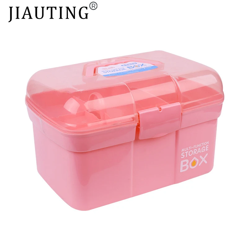 

JIAUTING Portable Nail Art Tool Empty Storage Box Tweezers Clipper Polishing Nail Buffer Files Plastic Container Organizer Box