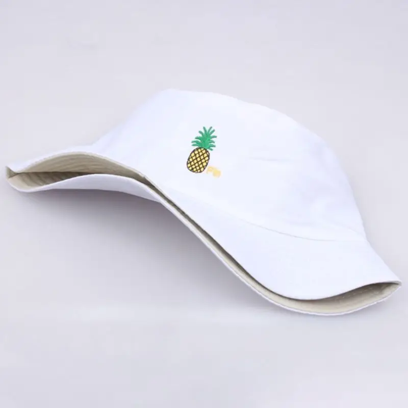 Панама двусторонняя с широкими полями и вышивкой в виде ананаса | Аксессуары для