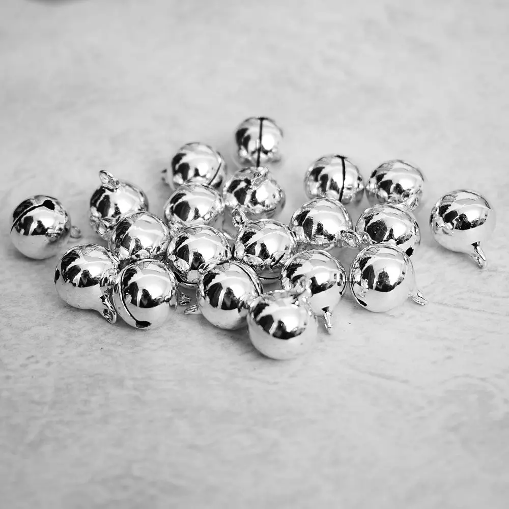 Горячая новинка 20 шт. 14 мм Мини Серебряный новогодняя елка Jingle Bell украшение