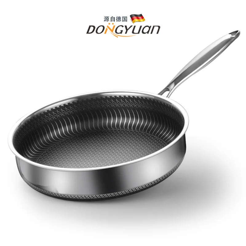 

304 stainless steel non-stick frying pan double-sided honeycomb steak pan oil-free pan stainless steel cookware