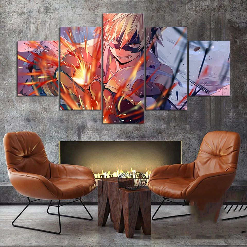 

Wall Art 5 Panel Anime My Hero Academia Animation Cartoon Figure Canvas Posters Pictures HD Paintings Home Decor For Living Room