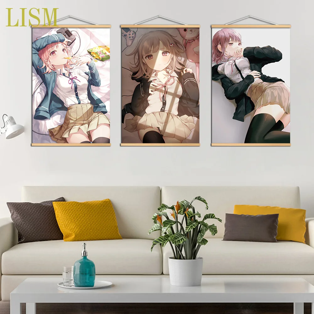 Аниме постер Danganronpa Tsumiki Mikan Akamatsu Kaede картина манга с твердой древесиной Свиток для