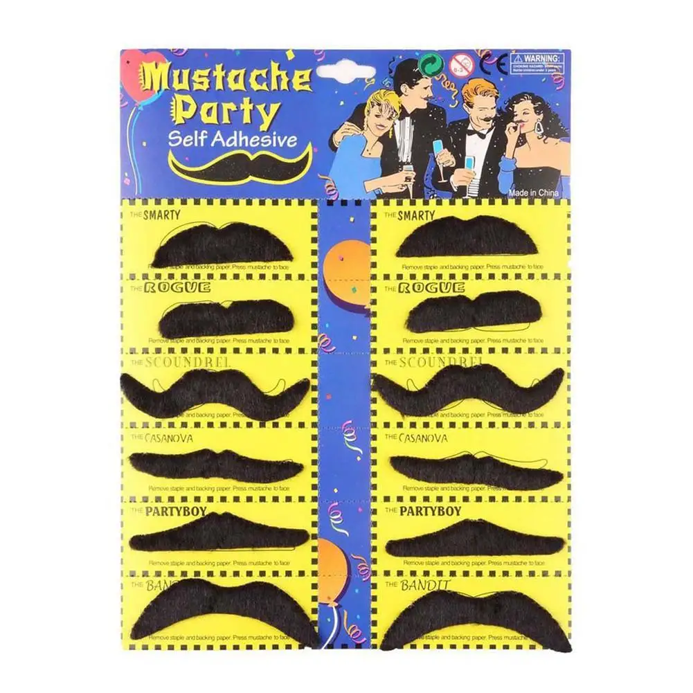 Hot Worldwide12pcs set Costume Party Halloween Fake Mustache Moustache Funny Beard Whisker | Facial Hair