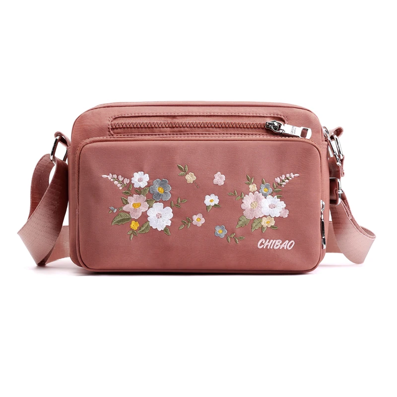 Bags for Women Nylon Crossbody Waterproof Female Messenger Bag Embroidery Shoulder Bag Small Fashion Women Messenger Bags - Цвет: Pink