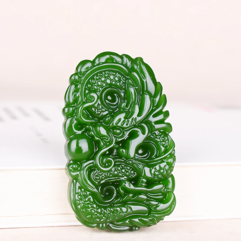 Подвеска с драконом из зеленого нефрита жадеит подарки амулет ожерелье Женские