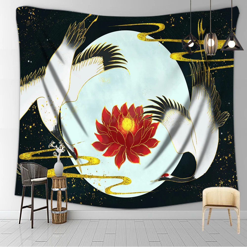 Белый крановый гобелен настенное украшение на стену Настенный Ковер из