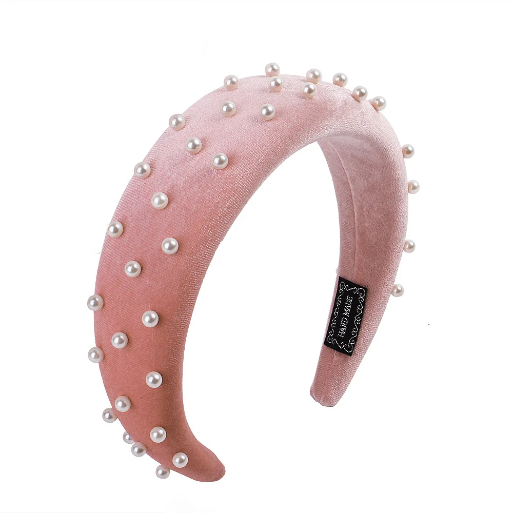 

New Hair Band Pearl Thickening Velvet Headbands Hair Hoop 4.5CM Solid Wide Girl Hairbands Women for Hair Accessories Headwear