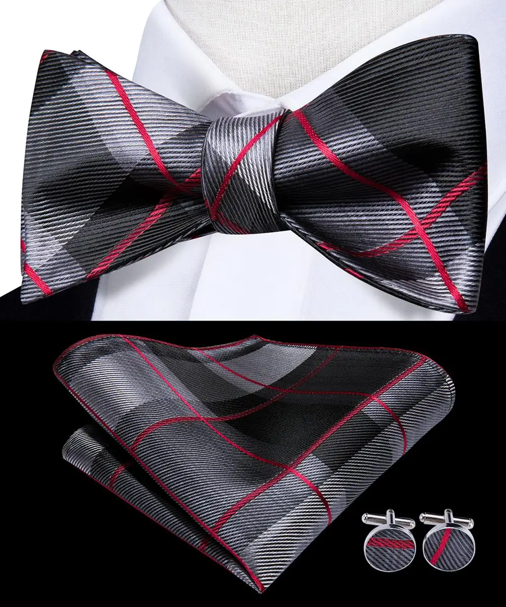 LH-2007, Hi-Tie, брендовый мужской галстук-бабочка, набор, галстук-бабочка, черный, в клетку, красный, Бабочка, галстук для мужчин, s, свадебные, Hanky, запонки, набор, галстук-бабочка