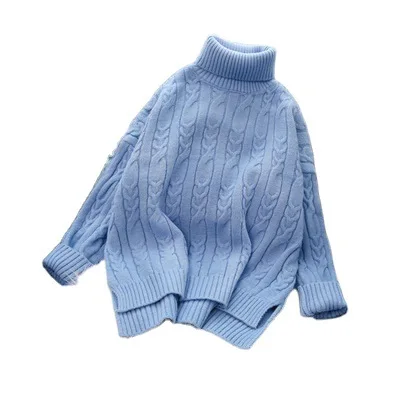 

White Turtleneck Female Sets Loose Thickening Brief Paragraph Render Sweater In Winter