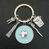 2022 new dentist dental alloy glass keychain dental assistant gift dental care keychain